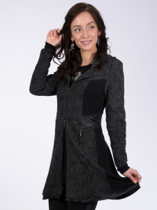 Mantel Elaria Jacquard grau-schwarz XL