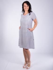 Kleid Mynea Streifen grau-weiss XL