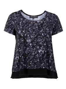 Shirt Charey Blume schwarz-weiss 2XL