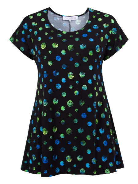 Shirt Malia Print Punkte grün-blau/schwarz XL