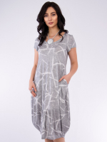 Kleid Abelya Print22 Graphic grau-weiß 3XL