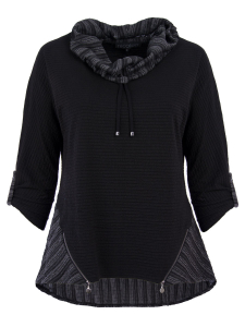 Shirt Liandra mit Kragen schwarz-grau L