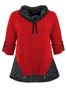 Shirt Liandra mit Kragen rot-grau M