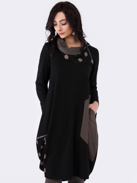 Kleid Olaya midi schwarz-taupe XL