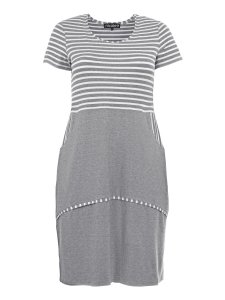 Kleid Taruna Jersey grau-weiß L