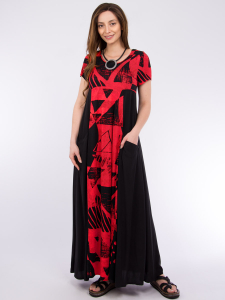 Maxikleid Freya black-red triangle Print XL