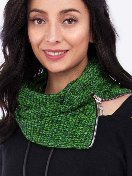 Schal Cicero Print mit Zipper grün knitted-Techno schwarz uni