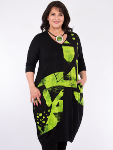 Kleid Cynthia Print green-black-triangle XL